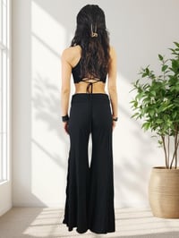 Image 8 of High Waist Split Hem Flare Bell Bottom Pants - Black - 30