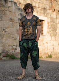 Image 5 of Green Thai Cotton Unisex Pants – Lines and Diamond Pattern - 423