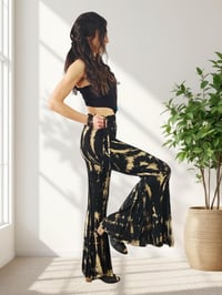 Image 10 of Tie Dye High Cinch Waist Flare Pants - Black Creme - 32