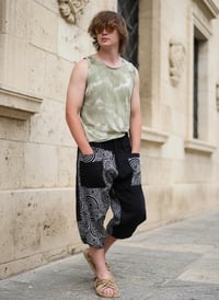 Image 7 of Handmade Thai Cotton Tribal Patchwork Black White Pants - 427