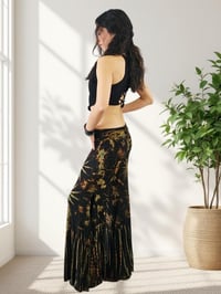 Image 10 of Tie Dye Bell Bottom Pants – High Waist Split Hem Flare - Green Rust - 29