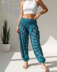 Image 2 of Mandala Harem Pants: High Crotch Elastic Waist Boho Trousers