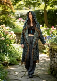 Image 2 of Fringe Hooded Festival Paisley Wizard Cloak - Blue