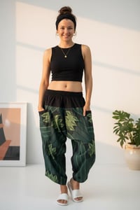 Image 4 of Green Thai Cotton Unisex Pants – Lines and Diamond Pattern - 423
