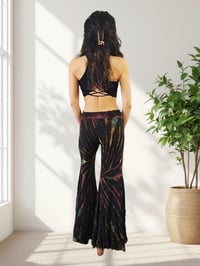 Image 9 of Tie Dye Bell Bottom Pants – High Waist Split Hem Flare - Purple Blue Rainbow - 28