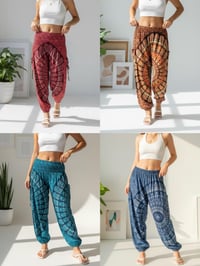 Image 3 of Mandala Harem Pants: High Crotch Elastic Waist Boho Trousers
