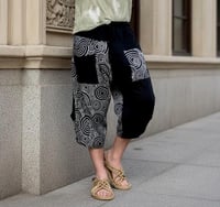 Image 8 of Handmade Thai Cotton Tribal Patchwork Black White Pants - 427