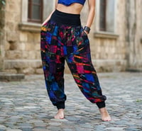 Image 3 of Patchwork Tie Dye Harem Pants | Unisex Boho Festival Trousers - 25