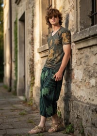 Image 6 of Green Thai Cotton Unisex Pants – Lines and Diamond Pattern - 423