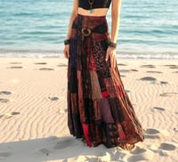 Image 2 of Patch Boho Wrap Skirt Thai Rayon Coconut Buckle Festival Convertible Dress - 702