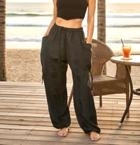 Image 2 of Thai Cotton Festival Unisex Pants – Spiritual Print - Black - 461