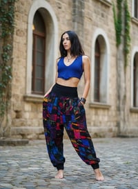 Image 2 of Patchwork Tie Dye Harem Pants | Unisex Boho Festival Trousers - 25