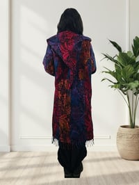 Image 9 of Hooded Festival Paisley Wizard Fringe Cloak - Pink/Purple/Blue