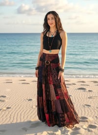Image 1 of Patch Boho Wrap Skirt Thai Rayon Coconut Buckle Festival Convertible Dress - 702