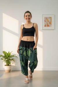 Image 7 of Green Thai Cotton Unisex Pants – Lines and Diamond Pattern - 423
