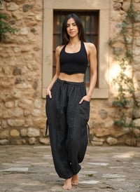 Image 6 of Thai Cotton Festival Unisex Pants – Spiritual Print - Black - 461