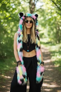 Image 2 of Faux Fur Pastel Kandi Bear Hood - 116