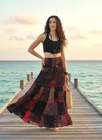 Image 3 of Patch Boho Wrap Skirt Thai Rayon Coconut Buckle Festival Convertible Dress - 702