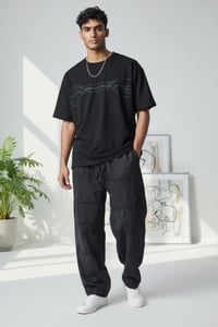 Image 8 of Black Balloon Pants with Drawstring - 401