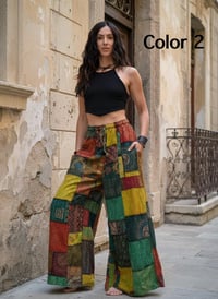 Image 6 of Thai Colorful Patchwork Wide Leg Cotton Pants - 469