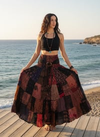 Image 4 of Patch Boho Wrap Skirt Thai Rayon Coconut Buckle Festival Convertible Dress - 702
