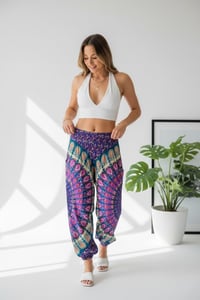 Image 5 of Mandala Harem Pants: High Crotch Elastic Waist Boho Trousers