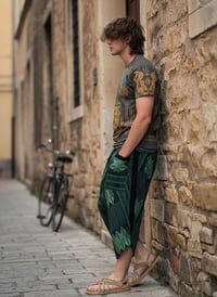 Image 3 of Green Thai Cotton Unisex Pants – Lines and Diamond Pattern - 423