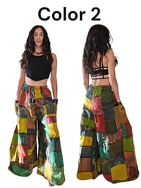 Image 7 of Thai Colorful Patchwork Wide Leg Cotton Pants - 469