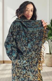 Image 6 of Fringe Hooded Festival Paisley Wizard Cloak - Blue