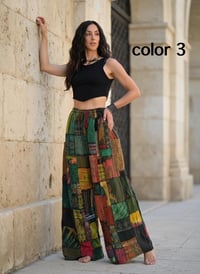 Image 8 of Thai Colorful Patchwork Wide Leg Cotton Pants - 469