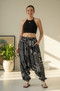 Image 2 of Black & White Patterned Thai Cotton Pants - 400
