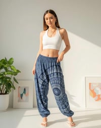 Image 8 of Mandala Harem Pants: High Crotch Elastic Waist Boho Trousers