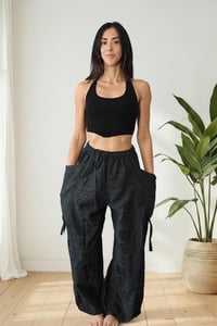Image 1 of Thai Cotton Festival Unisex Pants – Spiritual Print - Black - 461