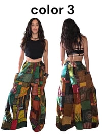 Image 9 of Thai Colorful Patchwork Wide Leg Cotton Pants - 469