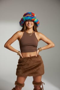 Image 6 of Blue Rainbow Faux Fur Bucket Hat – 158