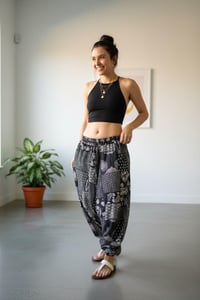 Image 3 of Black & White Patterned Thai Cotton Pants - 400