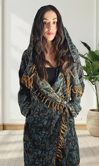 Image 8 of Fringe Hooded Festival Paisley Wizard Cloak - Blue