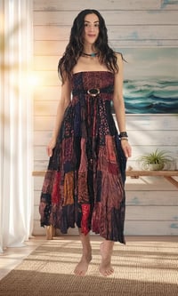 Image 8 of Patch Boho Wrap Skirt Thai Rayon Coconut Buckle Festival Convertible Dress - 702