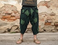 Image 1 of Green Thai Cotton Unisex Pants – Lines and Diamond Pattern - 423