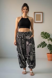Image 4 of Black & White Patterned Thai Cotton Pants - 400