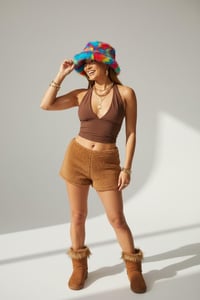Image 8 of Blue Rainbow Faux Fur Bucket Hat – 158