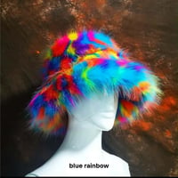 Image 9 of Blue Rainbow Faux Fur Bucket Hat – 158