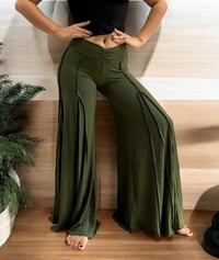 Image 1 of Boho Flow Pants Green – Wide Leg Rayon Pants – Festival Trousers