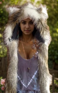 Image 2 of Hawk Faux Fur Hood: Festival Rave Animal Hood - 109