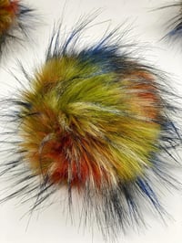 Image 3 of Earth Tie Dye Faux Fur Bolli Bear Hood – Festival Rave Hood with Stash Pocket - 113