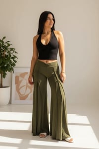 Image 3 of Boho Flow Pants Green – Wide Leg Rayon Pants – Festival Trousers