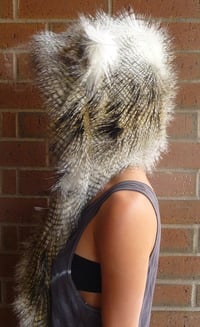 Image 1 of Hawk Faux Fur Hood: Festival Rave Animal Hood - 109