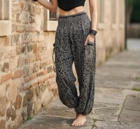 Image 7 of Boho Harem Pants, Festival Yoga Trousers with Pockets - Botanical Print