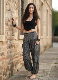 Image 8 of Boho Harem Pants, Festival Yoga Trousers with Pockets - Botanical Print