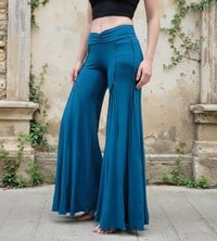 Image 1 of Tie Dye Rayon Flare Pants - Teal - 20